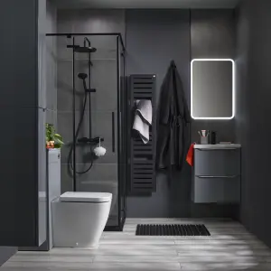 GoodHome Imandra Gloss Grey Freestanding Toilet cabinet (H)840mm (W)500mm