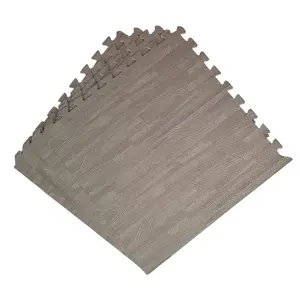 Samuel Alexander 16 Piece Grey Wood Effect EVA Foam Floor Protective Tiles or Mats 60x60cm Each