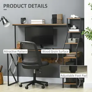 HOMCOM Computer Desk with Shelves Home Office Study Table for Small Spaces