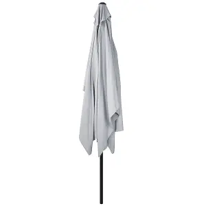 Charles Bentley 3m x 2m Rectangular Outdoor Garden Parasol Umbrella - Light Grey