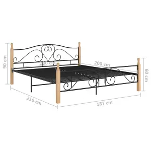 Berkfield Bed Frame Black Metal 180x200 cm 6FT Super King