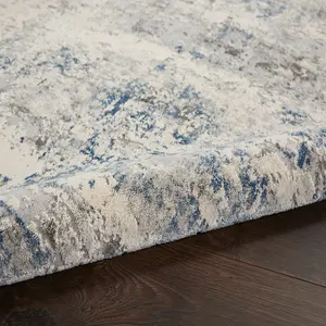 Ivory Grey Blue Modern Abstract Luxurious Jute Latex Backing Rug for Living Room Bedroom and Dining Room-120cm X 180cm