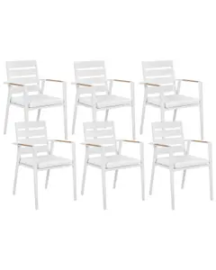 Set of 6 Garden Chairs TAVIANO Metal White