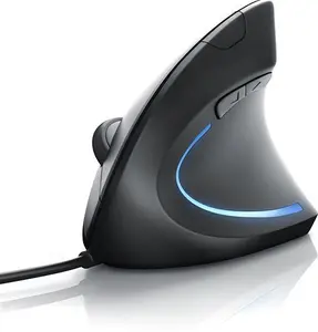 CSL - Vertical Ergonomic USB Mouse - Wired Optical Mouse TM137U - Mice With Ergonomic Design - 5 Buttons - 1600Dpi - Prevention Against Mouse Arm