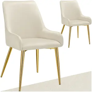 Dining Chair Avane - upholstered in velvet look, padded, ergonomic, high backrest - beige