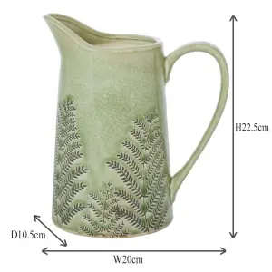 Sage Green Hallway Room Table Decor Ceramic Pitcher Jug Flower Vase