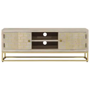 Berkfield TV Cabinet 110x30x40 cm Solid Bleached Wood Mango