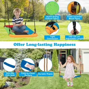 Costway 3-in-1 Kids Swing Set Metal A-Frame Stand Swing Playset Platform Tree Swing Seat