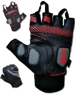 SMART FIT & Multipurpose Fingerless Sports Leather, Top Premium Quality Italian Polyester, GEL Padded Lightweight Gloves