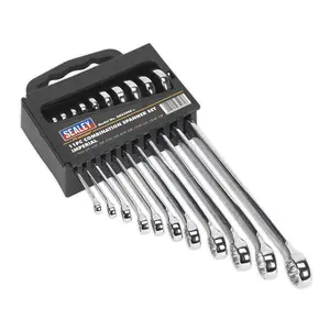 Sealey Combi Spanner Set 11pc Imperial Drop-Forged Chrome Vanadium Steel AK630AF