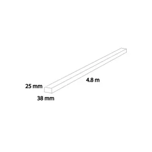 PACK OF 15 (Total 15 Units) - 25mm x 38mm Sawn Softwood Carcassing Treated Green Timber - 4800mm Length