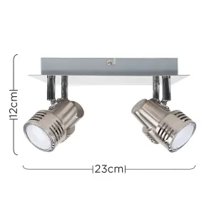 ValueLights Silver Ceiling Bar Spotlight and GU10 Spotlight LED 5W Warm White 3000K Bulbs