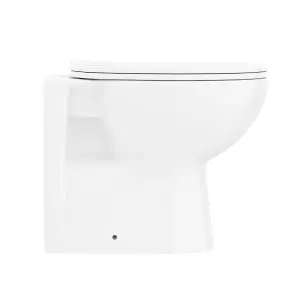 Nes Home Linton Back To Wall BTW Gloss White Round Ceramic Toilet Pan Soft Close Seat