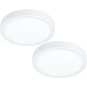 2 PACK Wall / Ceiling Light White 210mm Round Surface Mounted 16.5W LED 3000K