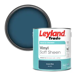 Leyland Trade Vinyl Soft Sheen Walls & Ceilings Emulsion Paint Green Blue (RAL 5001) - 2.5L