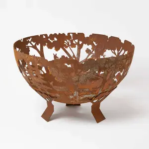 Homescapes Decorative Fire Bowl with Laser Cut Woodland Scene