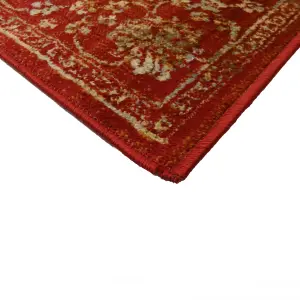 Valeria Red & Cream Traditional Medium Rug, (L)170cm x (W)120cm