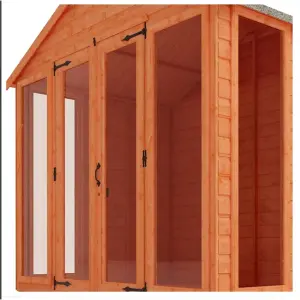 INSATLLED - 10ft x 8ft (2.95m x 2.35m) Wooden Full Pane Tongue and Groove APEX Summerhouse (12mm T&G Floor + Roof) (10 x 8) (10x8)