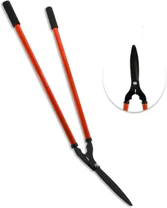 AAMEN Long Handled Lawn Shears Carbon Steel Head Comfortable Soft Grip Garden Shears for Hedges Lightweight Gardening Tool