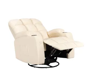 WestWood Leather Massage Recliner Chair Sofa Rocking Swivel Armchair Remote Control Cream