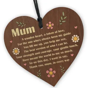 Red Ocean Heartfelt Message For Mum On Mothers Day Mum Birthday Gift From Daughter Son Poem Wooden Heart Gift For Her Mum Mummy