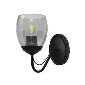 Luminosa Allena Wall Lamp Black, Smokey 10cm