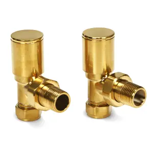 Brushed Brass Angled Manual Radiator Towel Rail Valve 15mm