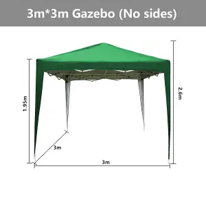 SunDaze 3x3M Green Pop Up Gazebo Tent Outdoor Garden Shelter Folding Marquee Canopy with Frame (No Side Panels)