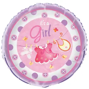 Unique Party Clothesline Its A Girl Baby Shower Foil Balloon Pink (One Size)