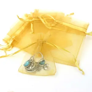 10pcs Gold Luxury Organza Gift Bags 15x12cm Jewellery Pouches XMAS Wedding Party Candy Favour