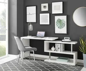 Furniturebox UK Siena White High Gloss Rotating Computer Desk