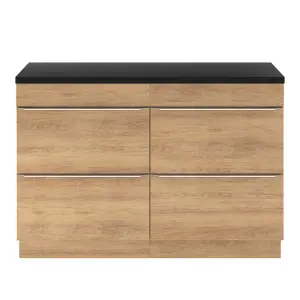 GoodHome Cadelia Matt Black Square edge Chipboard & laminate Worktop (T) 2cm x (L) 120.5cm x (W) 45.5cm