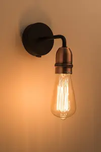 Harper Living Down Wall Light with On and Off Switch, Black with Copper Finish