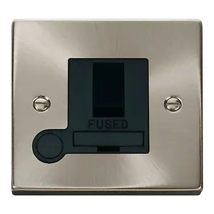 Satin / Brushed Chrome 13A Fused Connection Unit Switched With Flex - Black Trim - SE Home