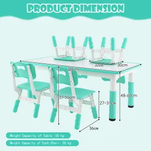 COSTWAY Kids Table and 4 Chairs Set Children Art Study Multi-Activity Table with 4 Seats