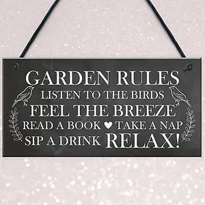 Red Ocean Garden Rules Sign Garden Signs Outside Hanging Summer House Sign Shed Sign Friendship Gift For Him Her