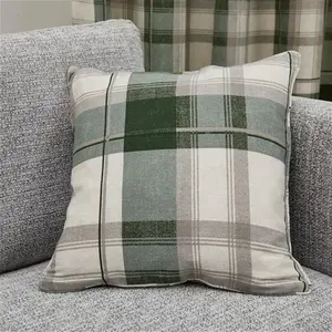 Fusion Balmoral Check Filled Cushion 43cm X 43cm Bottle Green