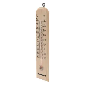 Indoor / Outdoor Thermometer -40 to +50 Degree C Wall Mounted Wooden Temperature Gauge