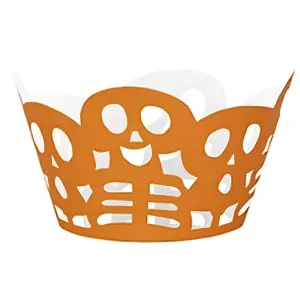 Unique Party Skeleton Cupcake Wrappers (Pack of 12) Orange (One Size)