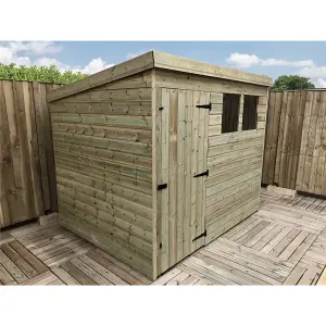 8 x 6 Pressure Treated T&G Pent Wooden Bike Store / Wooden Garden Shed + 2 Windows + Single Door (8' x 6' / 8ft x 6ft) (8x6)