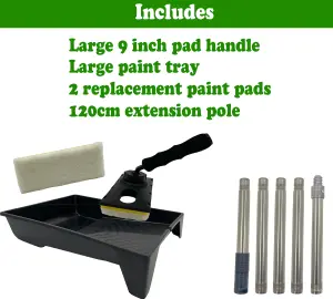 Paint Pad Kit - Applicator Painting and Decorating Pad for Walls and Ceilings Includes Extension Pole