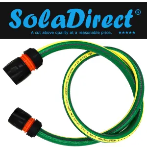 Garden Hose Pipe, Outdoor Tap to Reel Connection Set, 6 Layer Non-Toxic 1/2" Hose (Green, 1.5 m / 4.92 ft + 2 Quick Connectors)