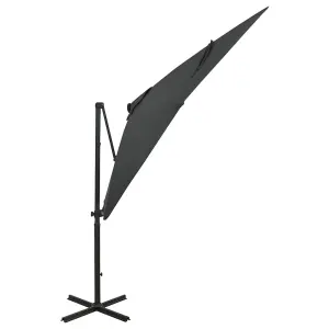 Berkfield Cantilever Umbrella with Pole and LED Lights Anthracite 250 cm