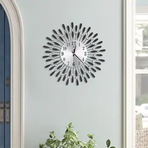 Wall Clocks Silent Large Crystal Drop Shape  Battery Operated for Home Dia 375mm