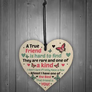 True Friendship Sign Best Friend Plaque Gift Shabby Chic Wood Heart Thank You Gift