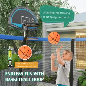 Costway 12 FT Outdoor Trampoline Jumping Exercise Fitness Trampoline w/ Basketball Hoop