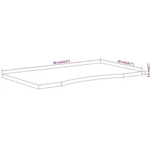 Berkfield Desk Top 90x50x2.5 cm Rectangular Solid Wood Acacia