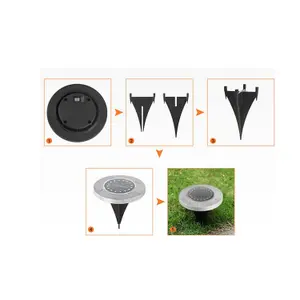 Colorful Light Pack of 2 Waterproof 8LED Solar Ground Light for Garden