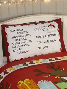 Santa's List Junior Toddler Christmas Duvet Cover and Pillowcase Set