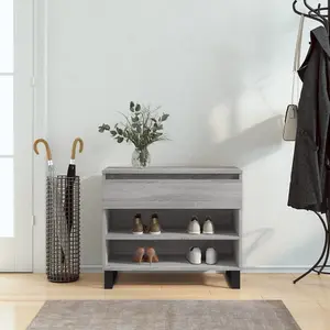 Berkfield Shoe Cabinet Grey Sonoma 70x36x60 cm Engineered Wood